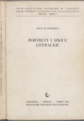 Okładka książki Portrety i szkice literackie Artur Hutnikiewicz